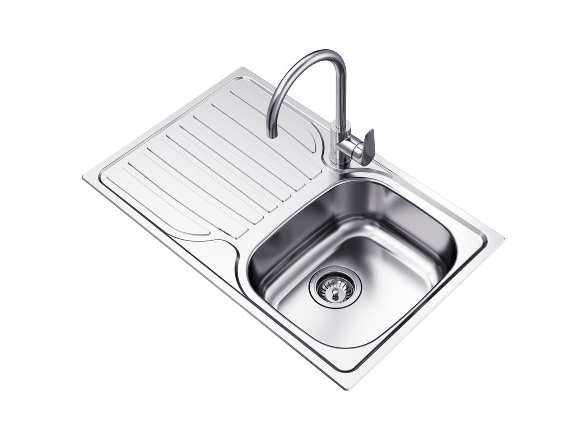 Supporting Image - Posh Bristol Single Bowl Sink 1 Taphole Right Hand Bowl with Drainer Stainless Steel