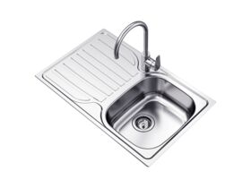 Supporting Image - Posh Bristol Single Bowl Sink 1 Taphole Right Hand Bowl with Drainer Stainless Steel