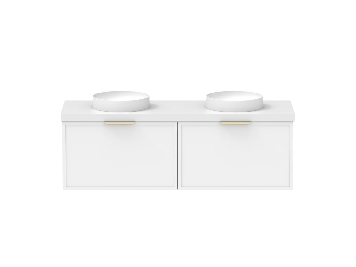 Supporting Image - Kado Lux Slim All Drawer 1500mm Wall Hung Vanity with Double Basin 50mm Top Matte White