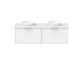 Supporting Image - Kado Lux Slim All Drawer 1500mm Wall Hung Vanity with Double Basin 50mm Top Matte White