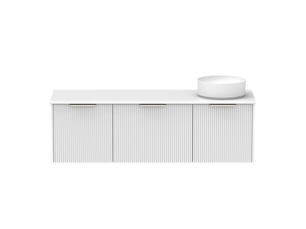 Supporting Image - Kado Neue Fluted Square All Drawer 1500mm Wall Hung Vanity with Right Hand Basin 20mm Top Ultra White