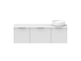Supporting Image - Kado Neue Fluted Square All Drawer 1500mm Wall Hung Vanity with Right Hand Basin 20mm Top Ultra White