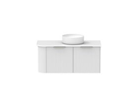 Supporting Image - Kado Neue Fluted Single Curve All Drawer 1050mm Wall Hung Vanity with Centre Basin 20mm Top Ultra White