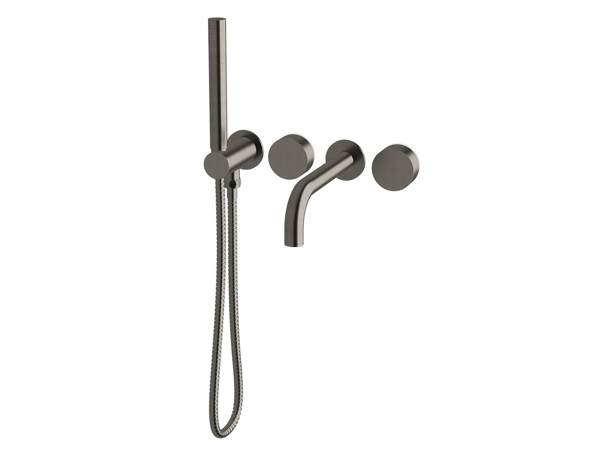 Sussex Pure Progressive Bath Mixer Tap System with Handshower Right Hand PVD Brushed Gunmetal (3 Star)