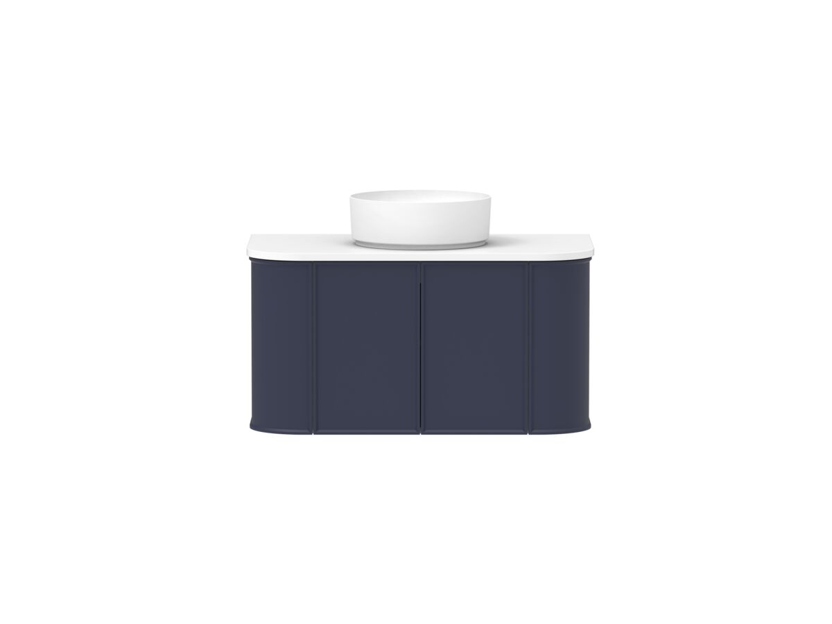 Supporting Image - Kado Era Double Curve All Door 900mm Wall Hung Vanity with Centre Basin 20mm Top Royal Battle Blue