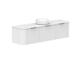 Supporting Image 2- Kado Neue Fluted Double Curve All Drawer 1800 Wall Hung Vanity with Centre Basin Durasein 12mm Top Ultra White