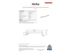 Specification Sheet - Mizu Drift Heated Towel Rail 630mm (Each) (Less Transformer) Brushed Brass