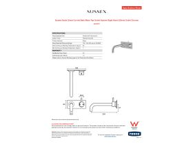 Specification Sheet - Sussex Scala 25mm Curved Bath Mixer Tap Outlet System Right Hand 250mm Outlet Chrome