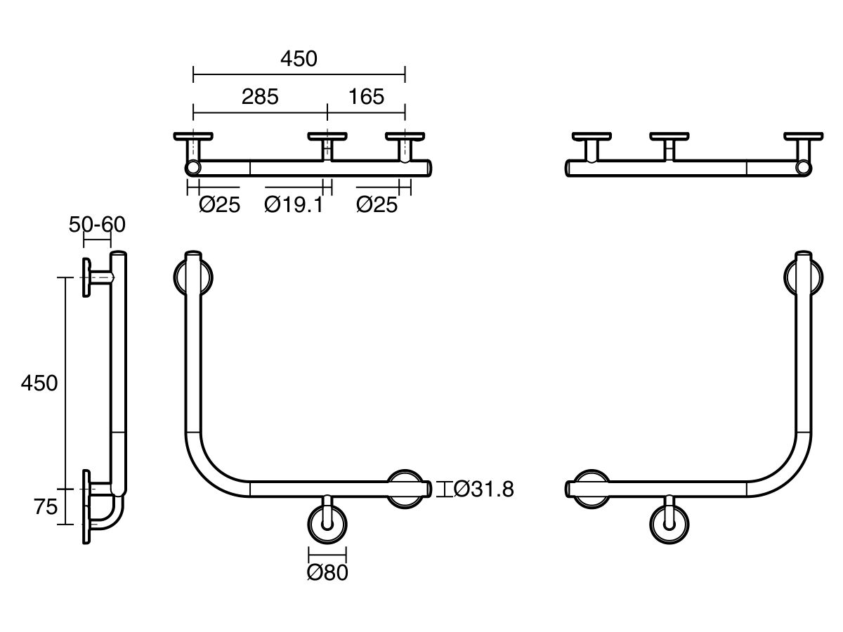 Technical Drawing - Mizu Drift 90 Degree Ambulant WC Left Hand & Right Hand Pair