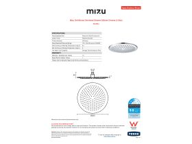 Specification Sheet - Mizu Drift Brass Overhead Shower 300mm Chrome (3 Star)