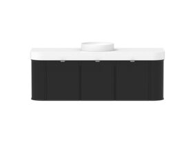 Hero - Kado Era Double Curve All Door 1500mm Wall Hung Vanity Centre Basin 90mm Durasein Top Matte Black
