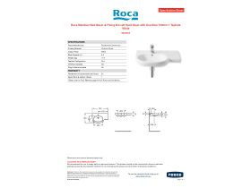 Specification Sheet - Roca Meridian Wall Basin & Fixing Kit Left Hand Bowl with Overflow 750mm 1 Taphole White
