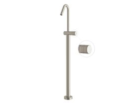 Sussex Pure Floor Mounted Bath Mixer Tap with Cirque Textured Handle PVD Brushed Nickel