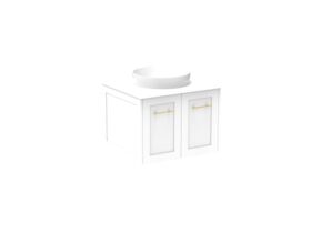 Supporting Image - Kado Lux All Door 600mm Wall Hung Vanity Centre Basin 20mm - White - Angle
