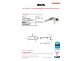 Specification Sheet - Mizu Drift Wall Basin / Bath Mixer Set with Straight Spout Kit Brushed Nickel (6 Star) Lead Free