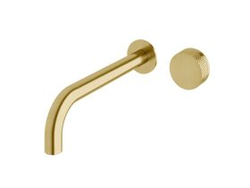 Sussex Pure Progressive Wall Bath/Basin Mixer Tap System 250mm with Diamond Textured Handle PVD Brushed Gold (3 Star)