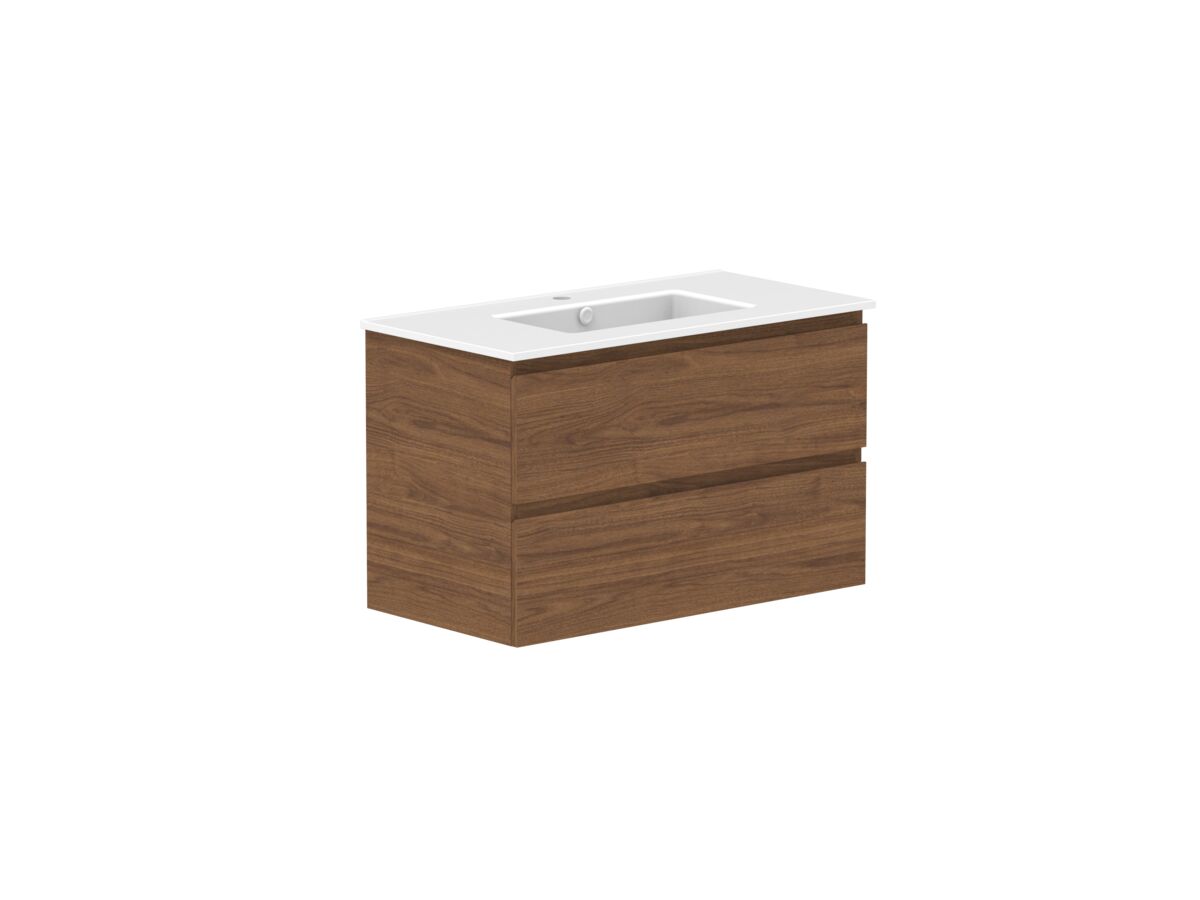 Supporting Image - Posh Domaine 900mm Wall Hung Twin Vanity Unit All-Drawer Matte White Ceramic Top