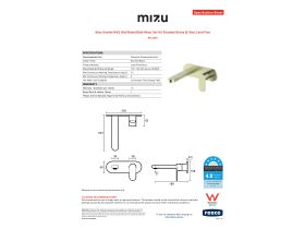 Specification Sheet - Mizu Soothe MK2 Wall Basin/Bath Mixer Set Kit Brushed Brass (6 Star) Lead Free