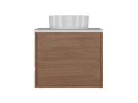 Supporting Image - Kado Aspect Wall Hung Vanity Unit 600mm 2 Drawer Caesarstone Mineral 20mm Top - Florentine Walnut