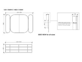 ISSY Blossom 1201-1500 x 1000mm Triple Mirror with Shaving Cabinet (Recessed)