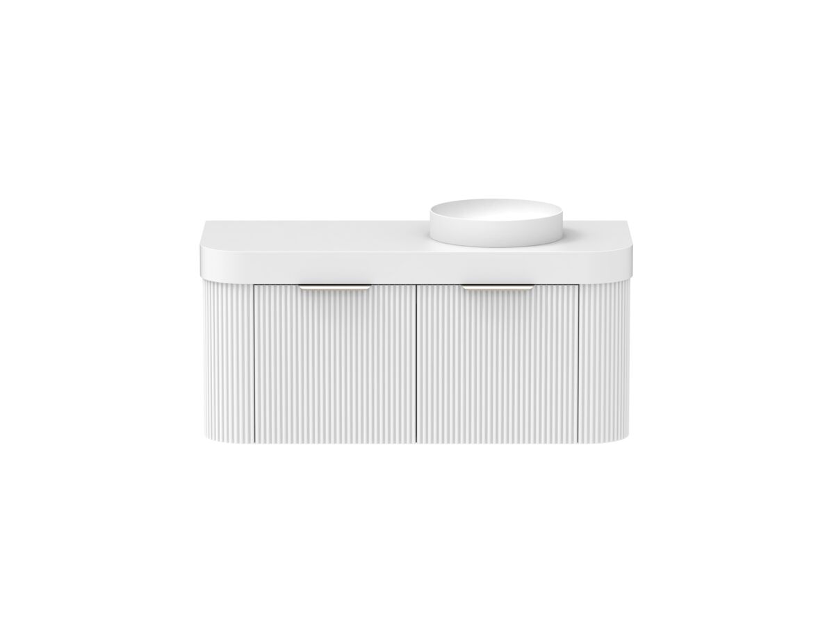 Supporting Image - Kado Neue Fluted Double Curve All Drawer 1200mm Wall Hung Vanity with Right Hand Basin Durasein 90mm Top Ultra White