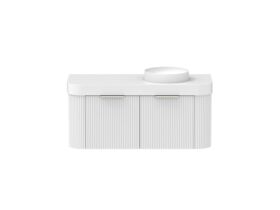 Supporting Image - Kado Neue Fluted Double Curve All Drawer 1200mm Wall Hung Vanity with Right Hand Basin Durasein 90mm Top Ultra White