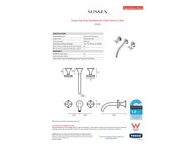 Specification Sheet - Sussex Oria Cross Wall Basin Set 215mm Chrome (5 Star)