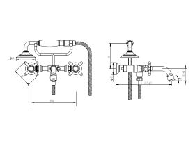 Milli Voir Wall Mounted Telephone Bath Set Cross Handles (3 Star)