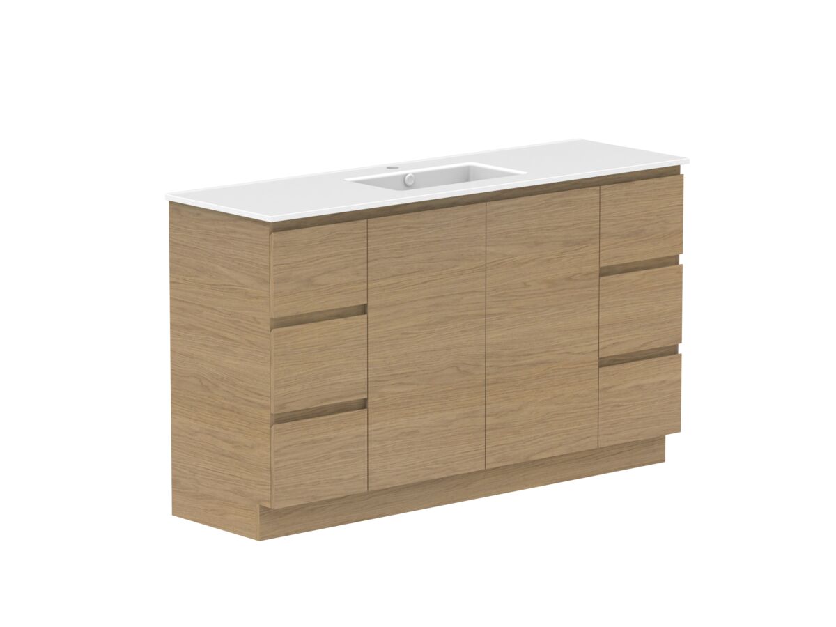Supporting Image - Posh Domaine 1500mm Floor Mount Vanity Unit Conventional Single Bowl Matte White Ceramic Top