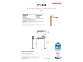 Specification Sheet - Mizu Soothe MK2 Extended Basin Mixer Brushed Bronze (6 Star) Lead Free