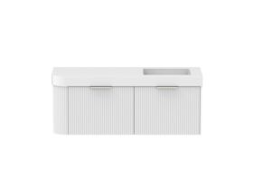 Supporting Image - Kado Neue Fluted Single Curve All Drawer 1350mm Wall Hung Vanity with Right Hand Basin Durasein 90mm Top Ultra White