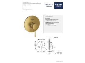 Technical Guide - GROHE Essence New Shower / Bath Mixer Tap with Diverter Brushed Cool Sunrise