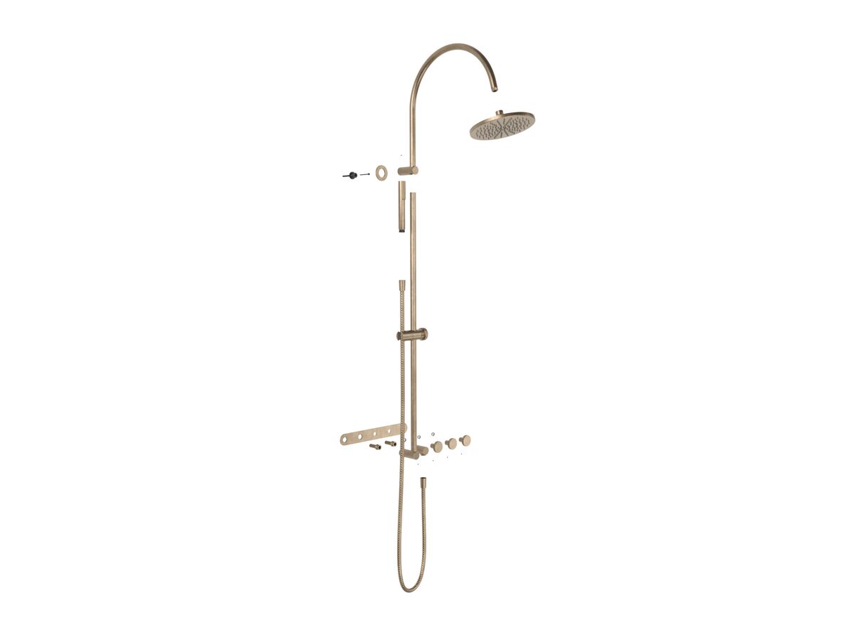 Hero - Faucet Strommen Vara Disc Wall Set with Twin Rail Shower Tap System Trimset Discovery Bronze (3 Star) Lead Free