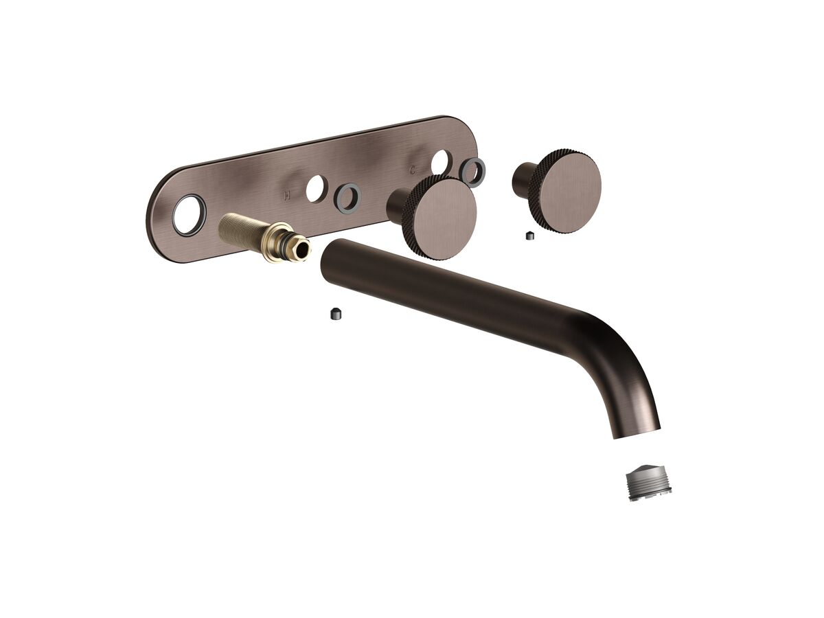 Supporting Image - Faucet Strommen Vara Disc Wall Basin / Bath Hostess Tap System Right Hand 200mm Kit Armada Bronze (6 Star) Lead Free