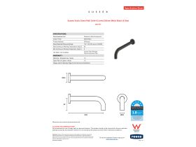 Specification Sheet - Sussex Scala 25mm Wall Outlet Curved 200mm Matte Black (6 Star)