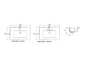 Posh Bristol MK2 Vanity Top Only 1 Taphole 750mm