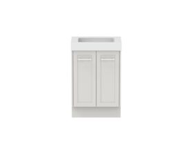 Hero - Kado Lux All Door 600mm Floor Mounted Vanity Centre Basin 90mm - Feather Grey - Front