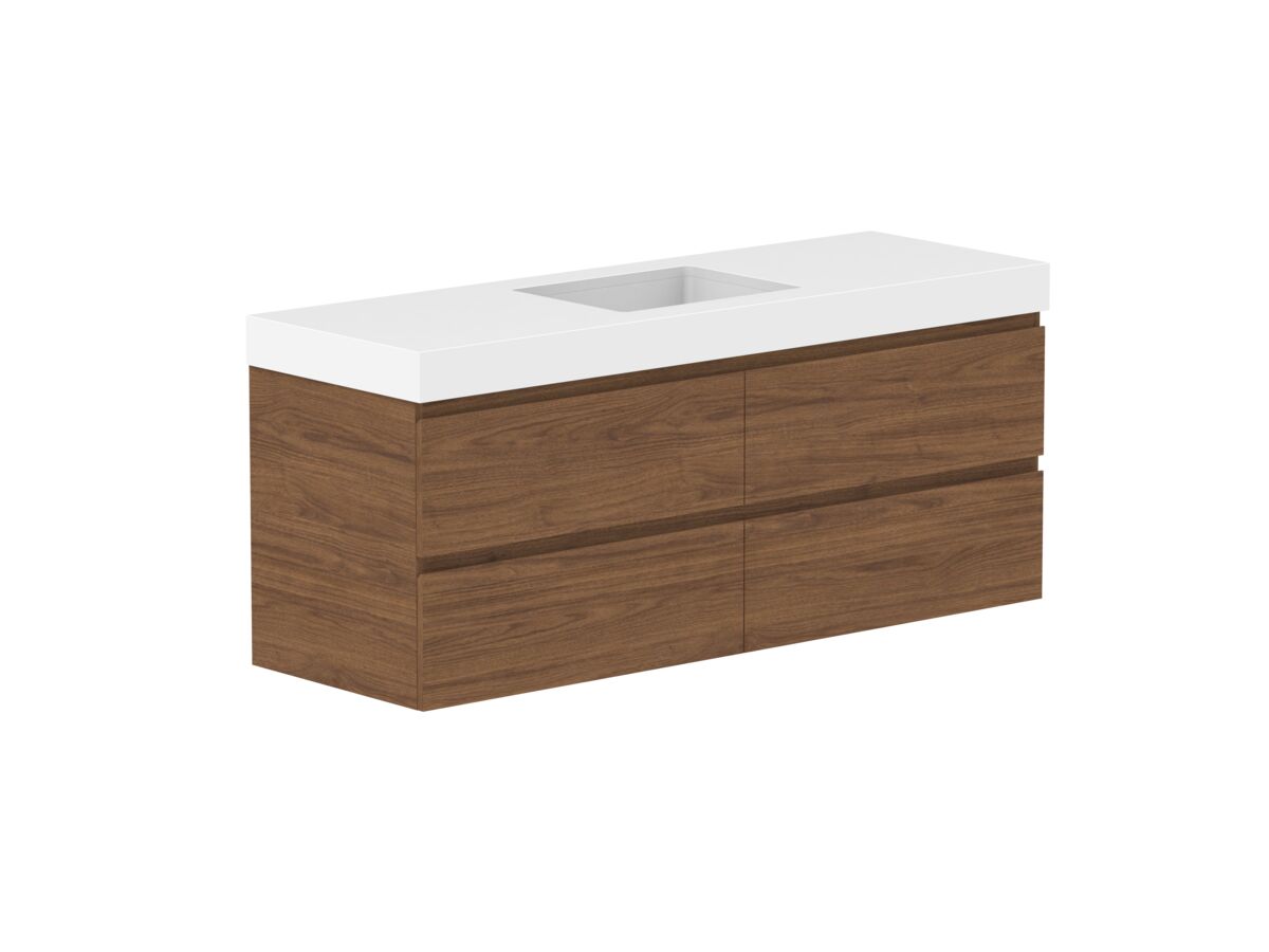 Supporting Image - Posh Domaine 1500mm Wall Hung Twin Vanity Unit All-Drawer Single Bowl 90mm Top