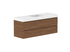 Supporting Image - Posh Domaine 1500mm Wall Hung Twin Vanity Unit All-Drawer Single Bowl 90mm Top