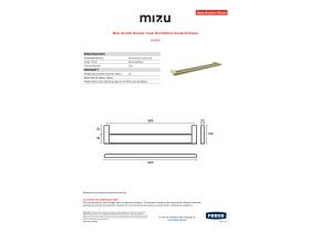 Specification Sheet - Mizu Soothe Double Towel Rail 600mm Brushed Brass