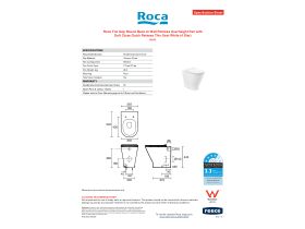 Specification Sheet - Roca The Gap Round Back to Wall Rimless Overheight Pan with Soft Close Quick Release Thin Seat White (4 Star)