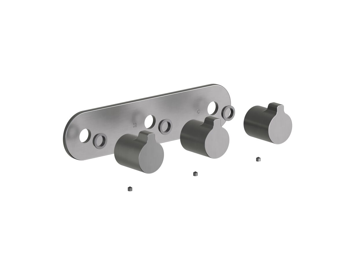 Supporting Image - Faucet Strommen Vara Fin Wall Top Assembly with Diverter Kit Brushed Graphite Lead Free