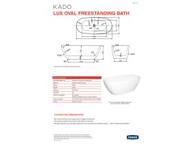 Technical Guide - Kado Lux Oval Freestanding Bath 1750x800x600 White