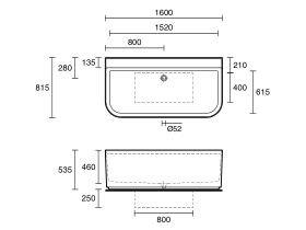 LAUFEN Sonar Freestanding Bath with Overflow 1600x815 White