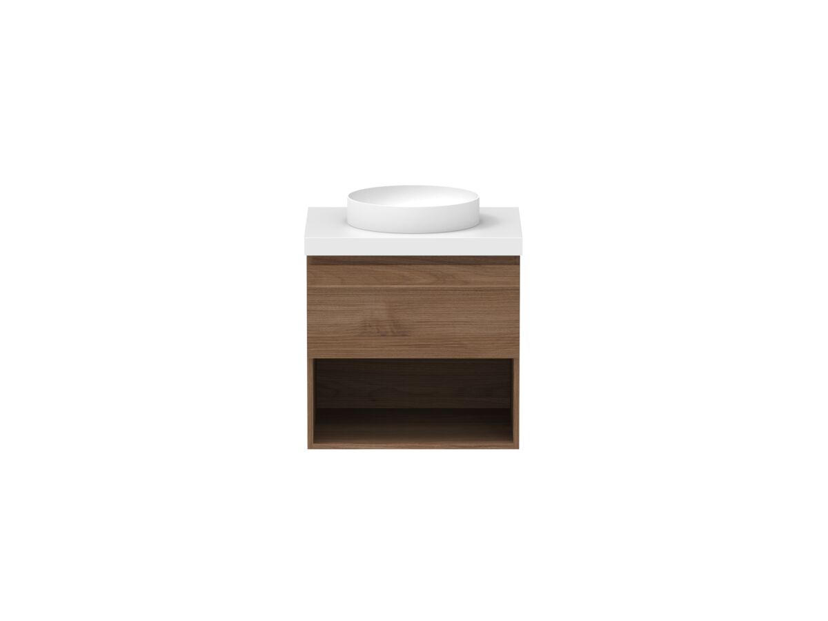Hero - Posh Domaine 600mm Wall Hung Vanity Unit All-Drawer Open Shelf 50mm Top