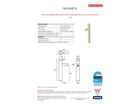Specification Sheet - Scala Extended Basin Mixer 90mm Outlet PVD Brushed Platinum Gold (5 Star) Lead Free