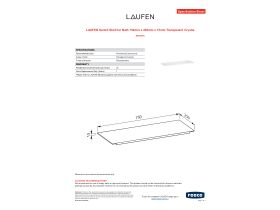 Specification Sheet - LAUFEN Kartell Shelf for Bath 750mm x 250mm x 15mm Transparent Crystal