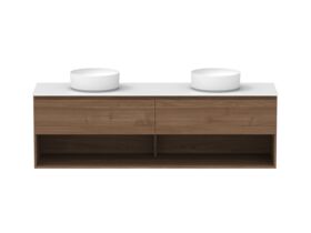 Hero - Posh Domaine 1800mm Wall Hung Vanity Unit All-Drawer Open Shelf Double Bowl 12mm Durasein Top