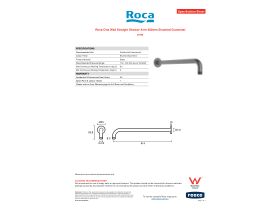 Specification Sheet - Roca Ona Wall Straight Shower Arm 400mm Brushed Gunmetal