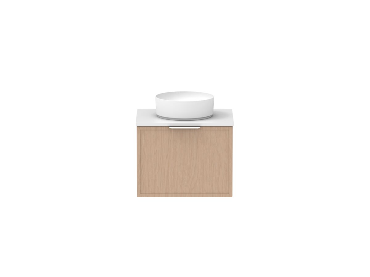 Supporting Image - Kado Lux Slim All Drawer 600mm Wall Hung Vanity with Centre Basin 20mm Top Blonde Oak